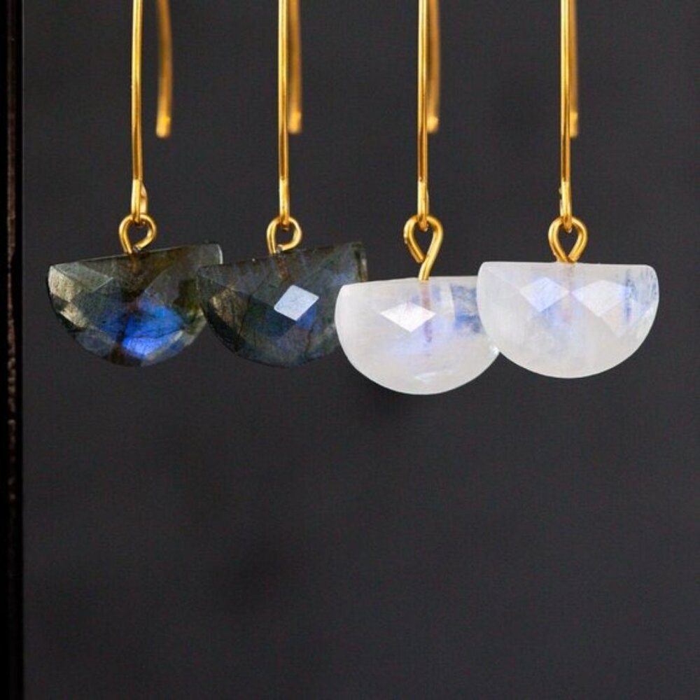 Moonstone Earrings Threader earrings Rainbow Moonstone Dangle Earring WATERPROOF
